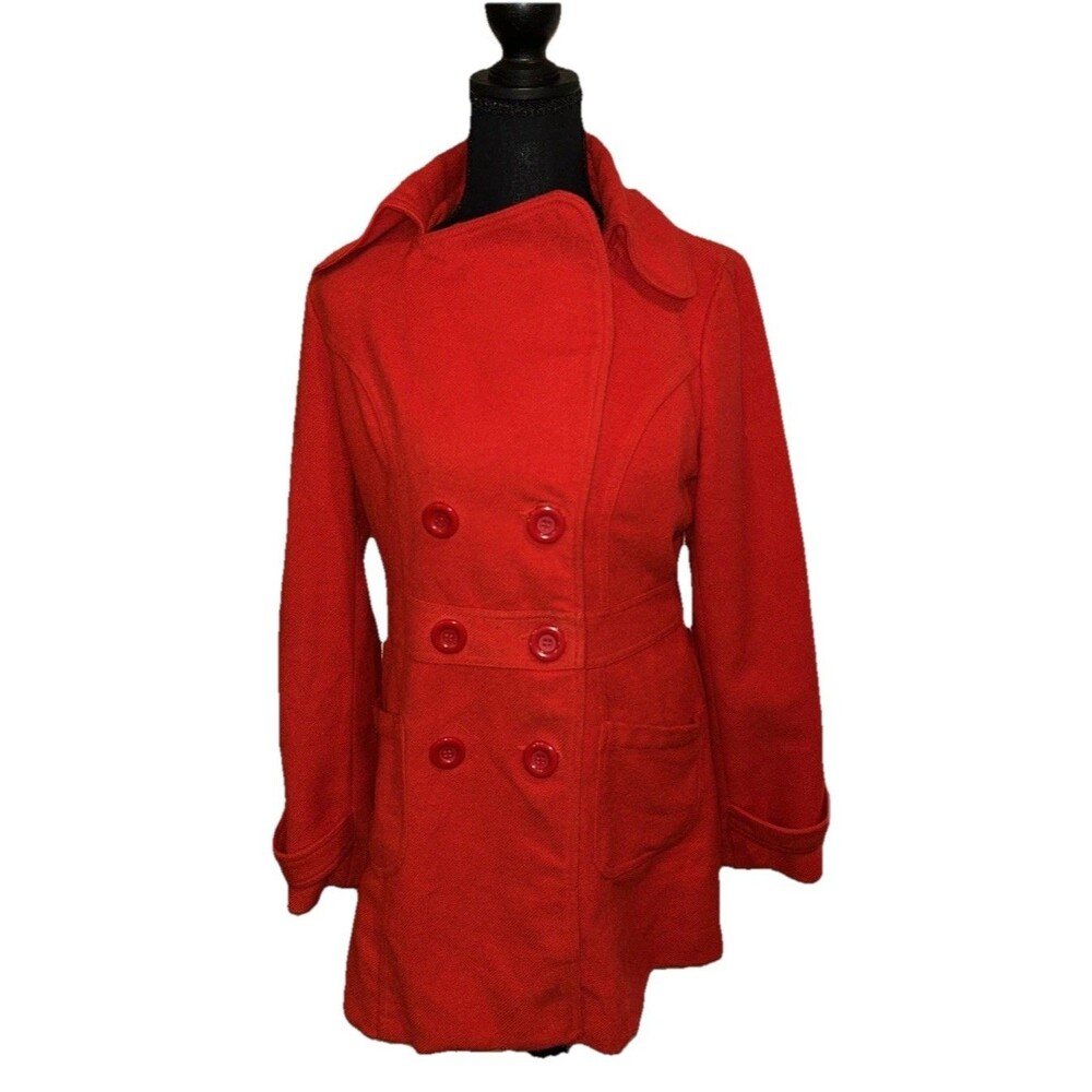 XXi Medium Red Pea Coat Long Sleeve Jacket